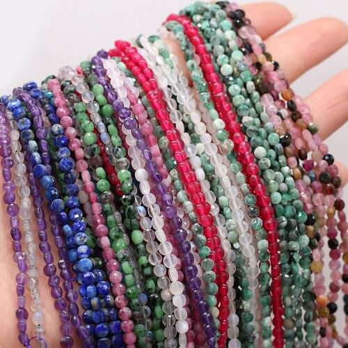 Natural Semi-Precious Stones Beaded Fashion Small Oblate Section Beads for Jewelry Making DIY Bracelet Necklace Accessories 4mm