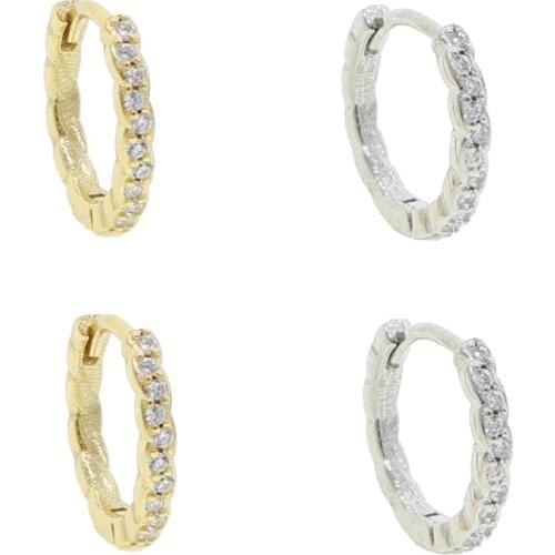 New Real 925 sterling Silver Circular hoop Earrings With cz paved mini hoop earring For Women Authentic silver Jewelry Gift