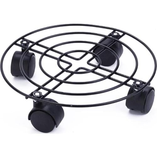 NEW Round Flower Plant Pot Tray Wrought Iron 4 Wheels Heavy Planter Flowers Pot Mover Trolley Plate Stand Holder Garden Decor