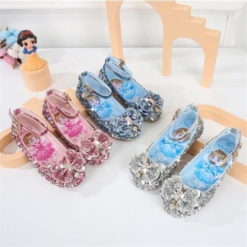 Disney Girls princess shoes 2021 spring new childrens soft bottom slippery slipper cuhk childrens shoes