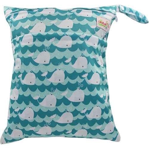 Ohbabyka Pocket Diaper Bag Travel PUL Wet Bags Waterpoof Baby Nappy Bags Pail Liner Reusable Laundry Bag for Baby Cloth Diaper