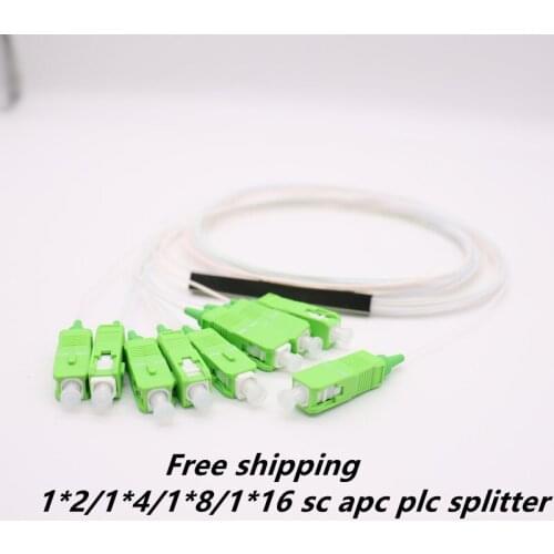 Free shipping 10PCS/Lot Fiber Optic Splitter 1X2 1X4 1X8 1X16 PLC SC/APC SM 0.9mm G657A1 PVC 1m FTTH