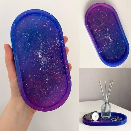 Oval Sakura Tray Plaster Silicone Mould for Diy Handmade Uv Epoxy Crafts Flower Round Plate Mold Home Decoration