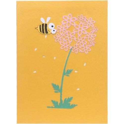Bee Flower Greeting Cards Handmade Birthday Wedding Invitation 3D Pop Up Card