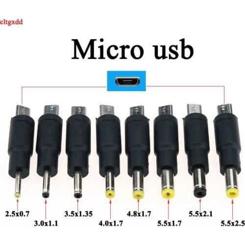 Micro USB Male Power Plug Converter To 5.5x2.5 5.5*2.1 5.5*1.7 4.8*1.7 4.0*1.7 2.5*0.7 3.5*1.5 mm 5V DC Jack Adapter Connector