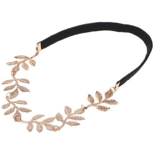 Greek Goddess Peace Angel Golden Olive Leaves Elastic Hair Band Headband Vintage