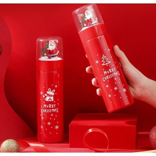 Christmas Thermoses Bottle Stainless Steel Insulated Water Bottle Mug Christmas Gift For Travel Thermal Bottle 380mL