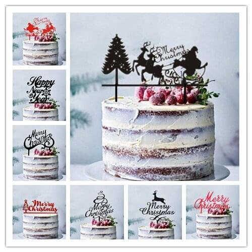 Mixed Style Christmas Cake Topper Merry Christmas Topper for Christmas New Year Party Decoration Cake Accessory Decorating
