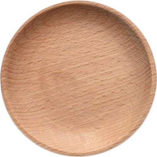 Natural Round Wooden Plates Wood Tray Cake Snack Plate Dessert Serving Tray Dishes Wood Utensils Tableware Gifts 10cm