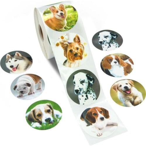 50-500pcs Cute Animal Dog Stickers Jungle Party Birthday Gift Decorations Cake Tags Kids Party Toys Personality Label Scrapbook