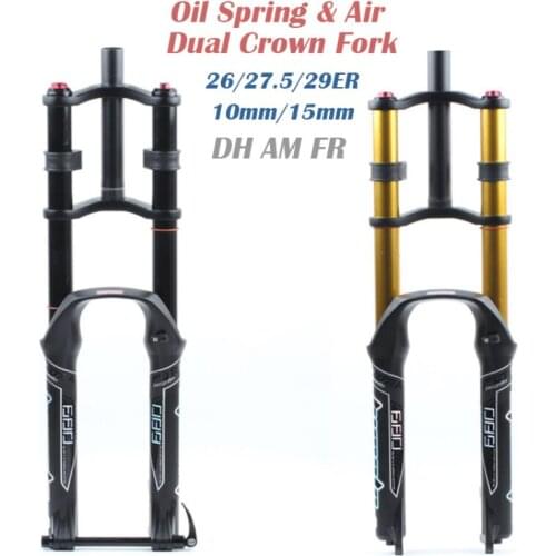 MTB Bicycle Oil Spring& Air Forks Dual Crown Absorber 26/27.5/29ER DH AM FR Rebound Adjustment Mountain Bike Suspension