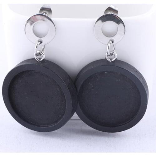 10pcs stainelss steel earring post findings fit 20mm wood cabochon earrings base setting blanks diy jewelry findings