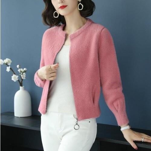 Imitation mink velvet jacket women 2021 new autumn/winter knitted jacket with a small waistcoat and fashion exterior