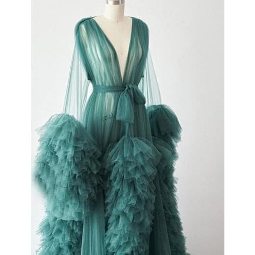 Photography Bathrobe Sleepwear Tiered Ruffles Bridal Nightgowns Women Birthday Party Wedding Gowns Shooting Shower Robes
