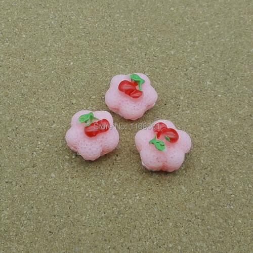 1pcs/lot resin pink cherry plate Cake 15mm Cabochons Scrapbooking Hair Bow Center Card Frame Making Craft DIY B009-9