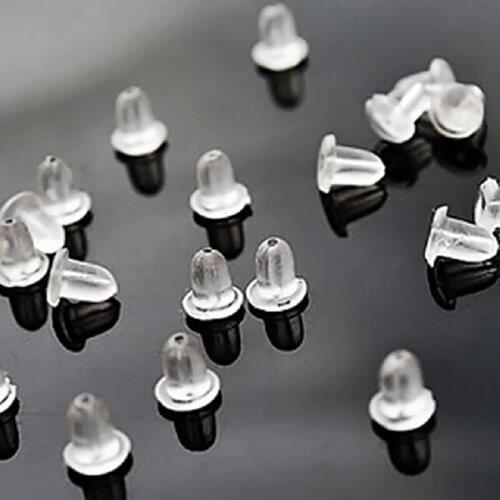 100pcs/lot Stud Earring Transparent Rubber Stoppers Silicone Round Ear Plugging Blocked Earring Backs Stoppers Ear P2