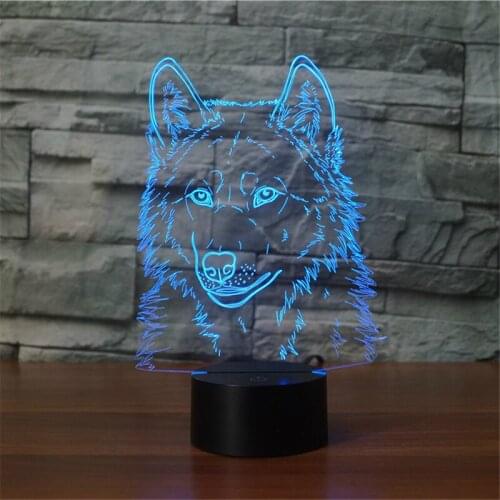 3D Animal Wolfs Head Modelling Table Lamp LED USB Creative Baby Sleep Night Light Bedside Light Fixture Bedroom Decor lampada