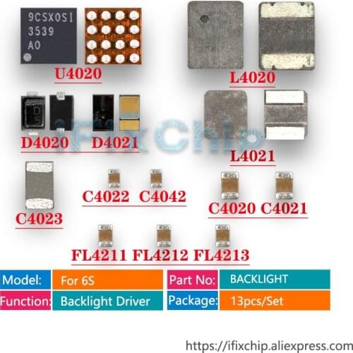 5sets/Lot LED backlight IC Kit U4020 + Coil L4020 L4021 +Diode D4020 D4021+Capacitor C4023 C4022 +Filter FL4211-13 for iphone 6s