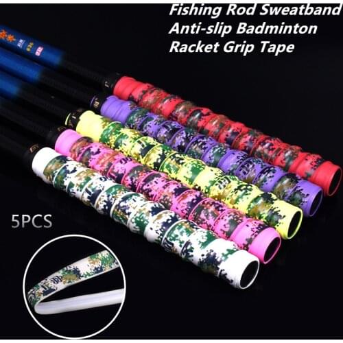 5PCS Anti-slip Breathable Sport Over Grip Sweatband Tennis Overgrips Tape Fishing Rod Grip Sweat Belt