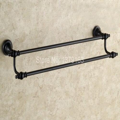 Bathroom Accessory Black Oil Rubbed Antique Brass Wall Mounted Bathroom Double Towel Rail Holder Rack Bar aba822