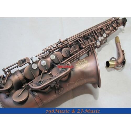 Red Antique Eb Alto Saxophone High F# With-White Pearl Buttons