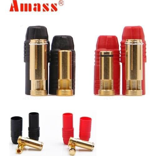 1set Amass AS150 Gold Plated Banana Plug 7mm Male/Female for High Voltage Battery Red/Black