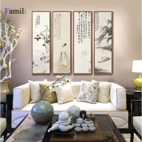 Zhang Daqian Affiche Vintage Chinese Meticulous Posters Canvas Paintings Wall Art Picture For Living Room Study Room Home Decor