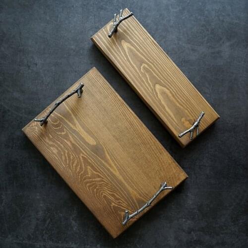 Antler handle wood tray handmade cake tray creative photography decoration props dessert table storage decoration European style