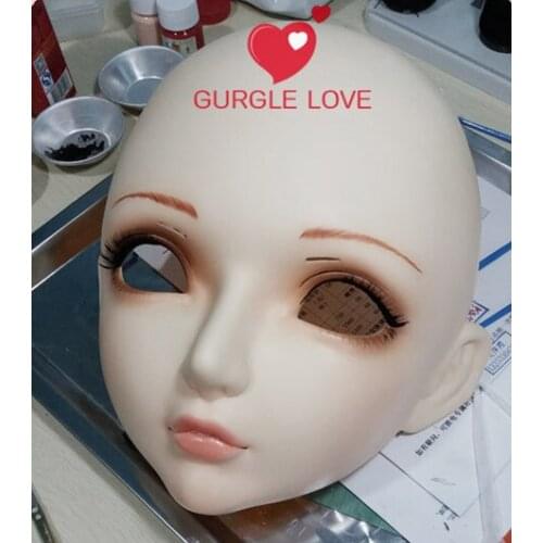 GL015) Resin Kigurumi BJD Mask Cosplay Japanese Anime Role Lolita Lifelike Real Mask Crossdress Sex Love Doll without Eyes