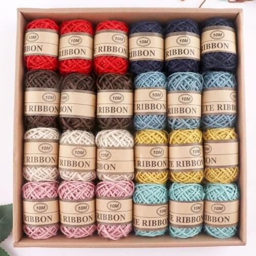 Colorful linen rope DIY Vintage Linen rope decoration linen rope childrens knitting rope photo linen rope 8 colors 24 rolls