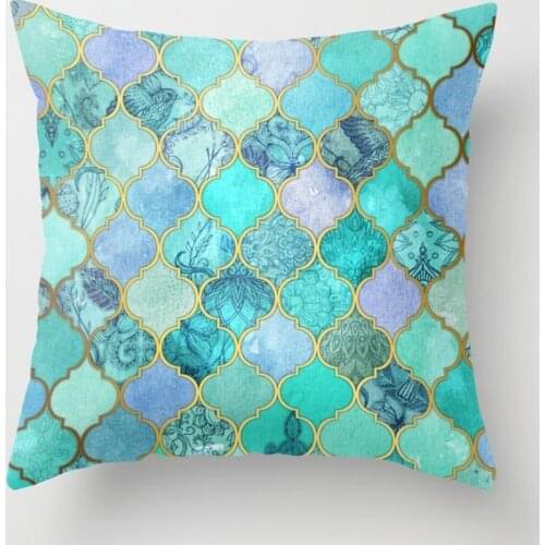 Cool Jade Icy Mint Decorative Moroccan Tile Pattern Cushion Cover Decorative Pillow Cover Case Seat Home Decor Throw Pillowcase