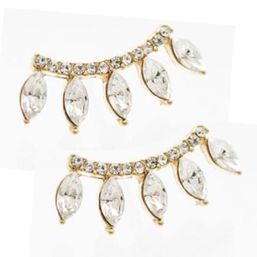 Hot 1 Pair Fashion Silver Plated Rhinestones Eyelash Style Crown Ear Stud Earrings
