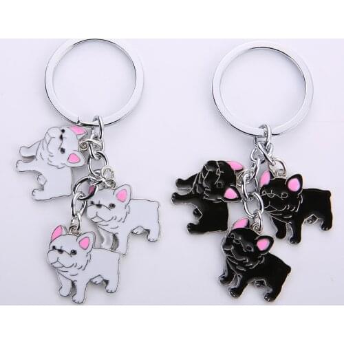 Cute Bulldog Key chain For Women Men Keychain Fashion Jewelry charm car keyring Holder Gift for Lovers Friend Pet lover