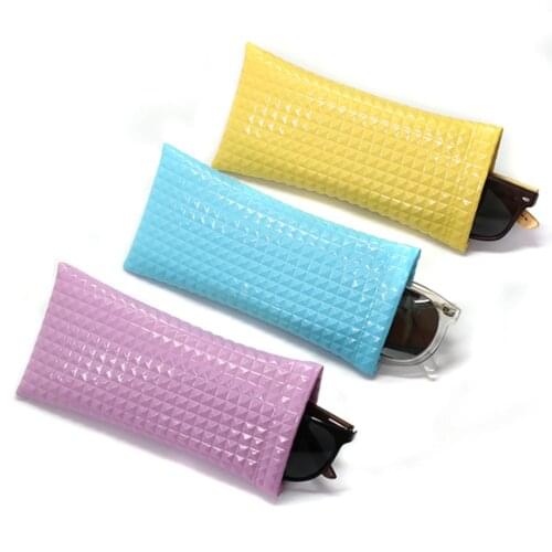 Fashion PU Leather Sunglasses Bag Portable Waterproof Glasses Storage Pouch Unisex Candy Color Eyewear Case