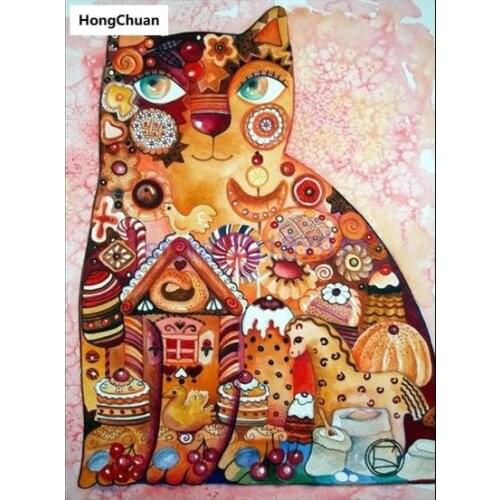 Cartoon cat mural 5D DIY round/square diamond painting embroidery mosaic cross stitch home decoration new year gift