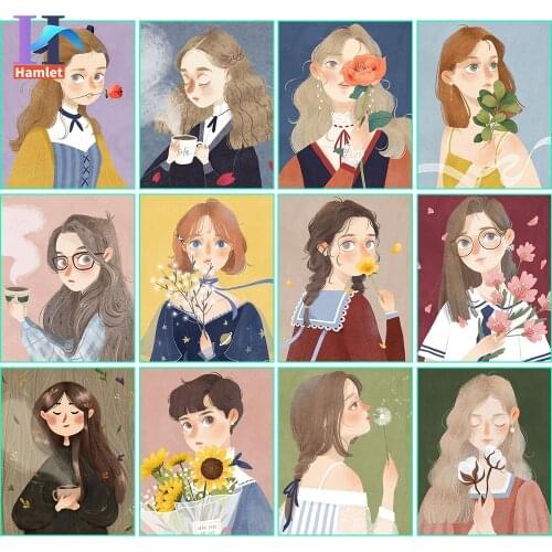 DIY Frame Painting By Numbers 40x50cm Girl And Flowers Digital Artwork Color By Number for Adults Set Acrylic Figure Art