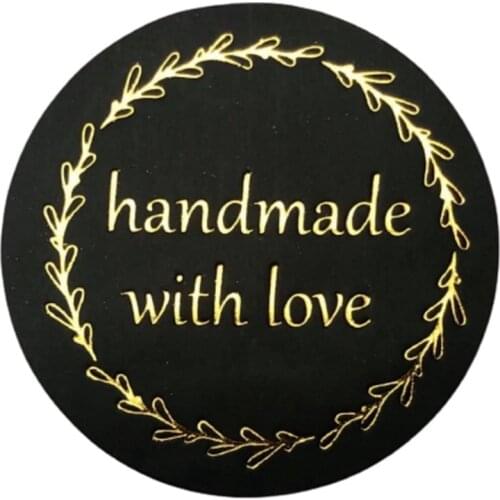 500pcs handmade with Love Stickers Baking label wedding sticker party label decoration envelope seal stationery black sticker