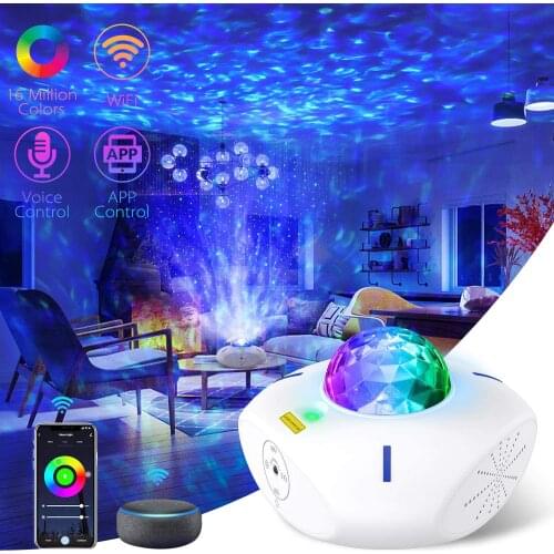 Night Light Galaxy Projector Star Lights Smart Life Work with Alexa Google Home Ocean Wave Lighting for Bedroom Baby Kids