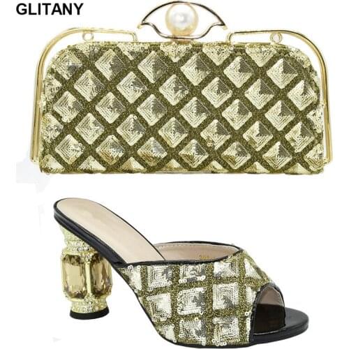 New Italian Ladies Shoes and Bags To Match Set Party Luxury Shoes Women Designers Plus Size Shoes Women Heel Metal Decoration