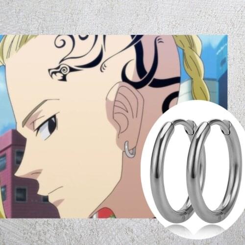 New simple geometric Round Anime Tokyo Avengers surrounding cartoon character earrings accessories decoration Jewelry Gift