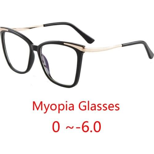 New Overszied Square Myopia Glasses Women Men Computer Phone Gaming Blocking Blue Light Prescription Eyeglasses Gradient Frame
