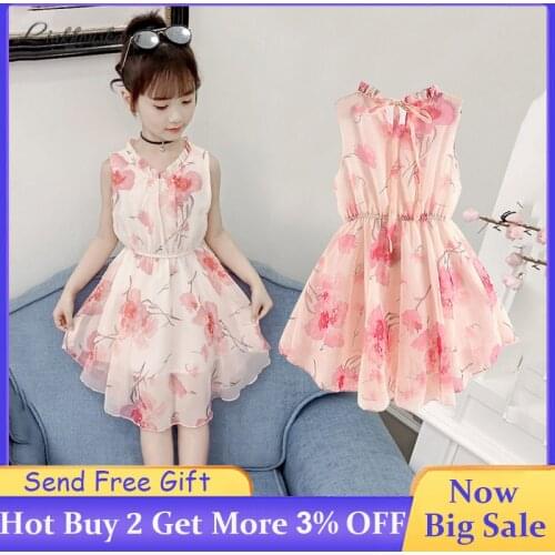 Girls Dresses 2019 Summer Sleeveless Kids Dresses ChildrenS Clothing Princess Party Dress Girls Casual Chiffon Dress 3-14 Y