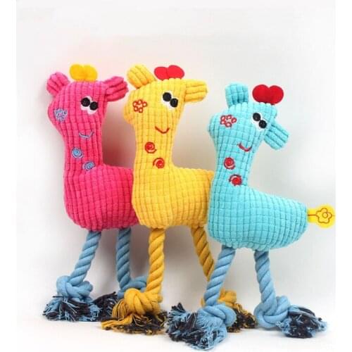 Dog pet cotton rope plush sound toy three plush fawn,Q23