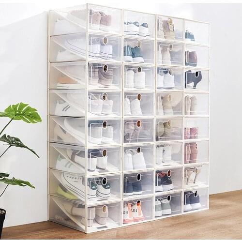 1PC Transparent Shoe Box Thicken Dustproof Shoe Storage Box Stacked Shoe Cabinet Shoe Organizer