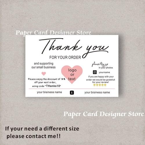 Customized pink Modern Thank You For Your Order Cards Small Business Online Business Thank You Card Seller Business Thanks