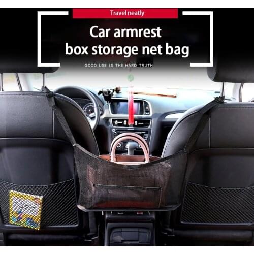 Car Mesh Organizer Seat Back Net Bag Barrier Of Backseat Pet Kids Cargo Tissue Purse Holder Driver Storage Netting Pouch