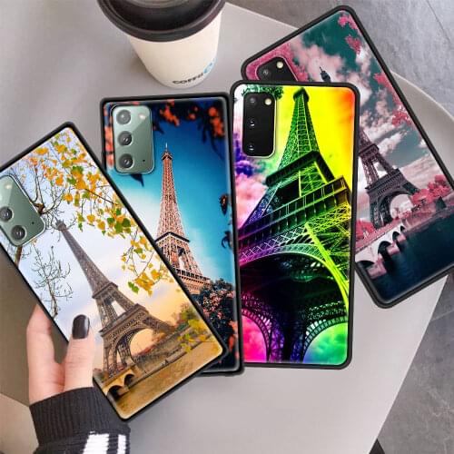 Silicone Case For Samsung Galaxy S20 FE S10 Plus S21 S9 S8 Note 10 Lite 20 9 Ultra Phone Cover Soft Shell Paris Eiffel Tower Sac