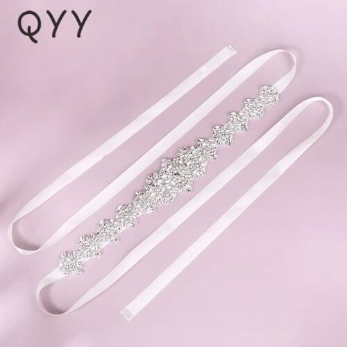 Bridal Satin Belts Crystal Wedding Accessories Decoration Party Prom Dress Belt Ivory White Strass Bride Sash Bridesmaid Gift