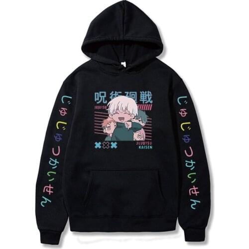 Kawaii Japanese Anime Jujutsu Kaisen Hoodies Men Cartoon Winter Warm Yuji Itadori Graphic Harajuku Sweatshirts cute gojo