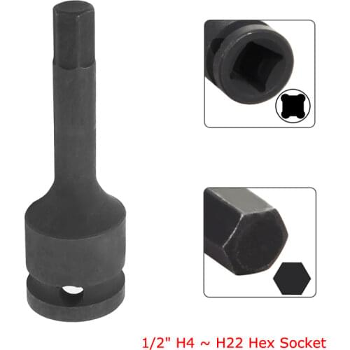 1/2" Hex Socket H4 H5 H6 H7 H8 H9 H10 H11 H12 H13 H14 H15 H16 H17 H18 H19 H21 H22 Black 42Chromium Molybdenum Socket Wrench 1pc